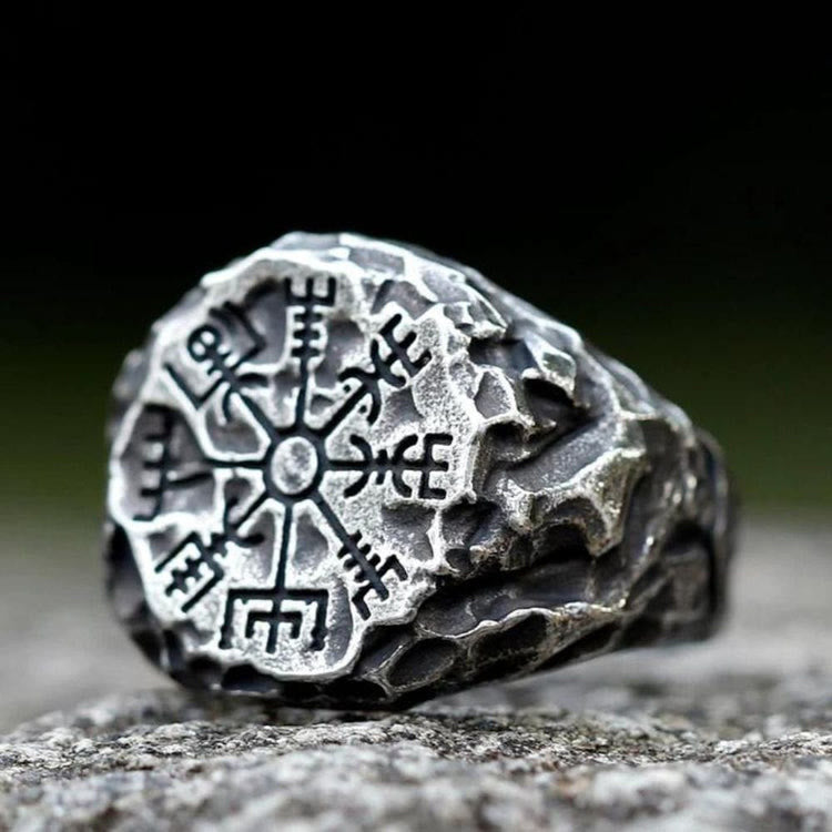 WorldNorse Silver Vegvisir Compass Totem Odin Ring