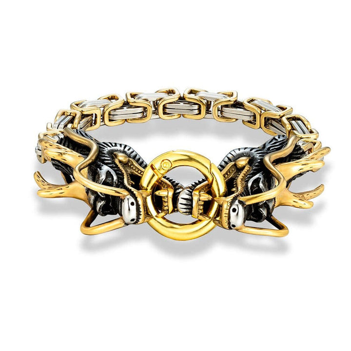 WorldNorse Norse Mythology Twin Headed Dragon Bracelet - Gold - 23cm - image 3
