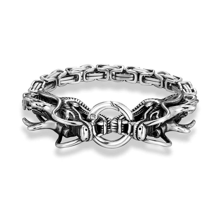 WorldNorse Norse Mythology Twin Headed Dragon Bracelet - Silver - 23cm - image 5