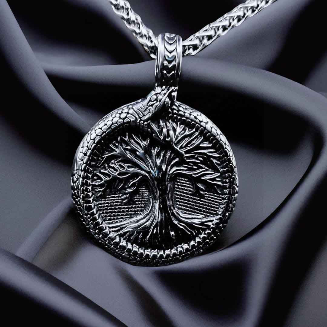 WorldNorse Tree Of Life With Jormungandr Necklace - Silver - image 6