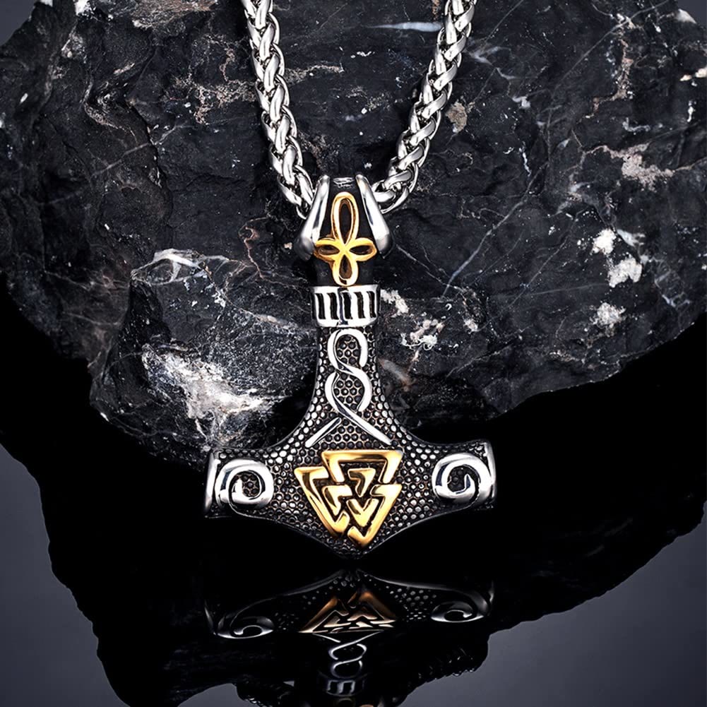 WorldNorse Viking Thor Mjolnir And Valknut Necklace - image 11