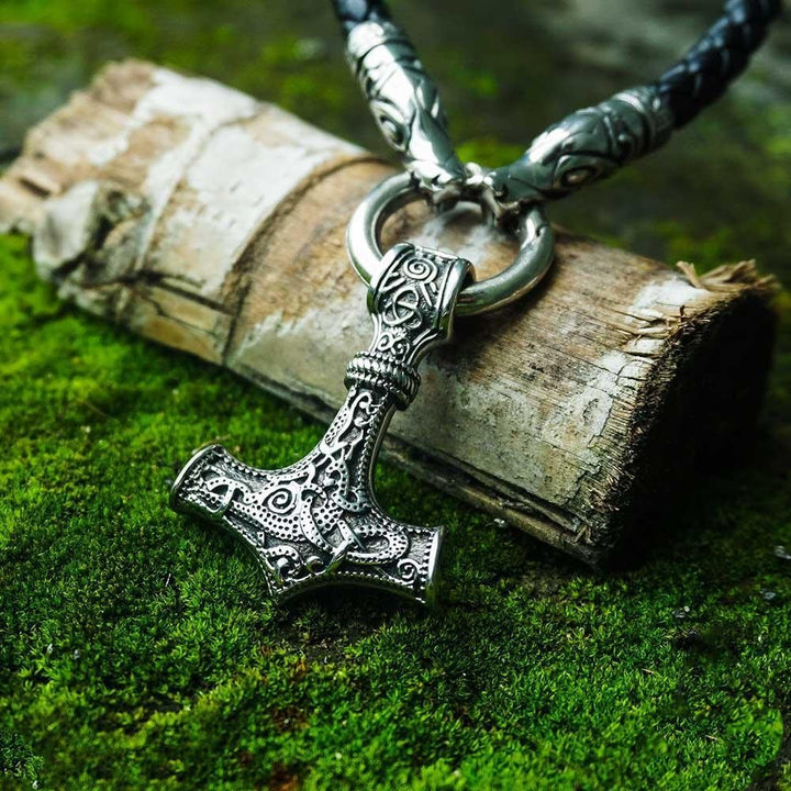 WorldNorse Thor's Hammer Pendant Leather Necklace  - Silver - Chain# 60cm - image 0