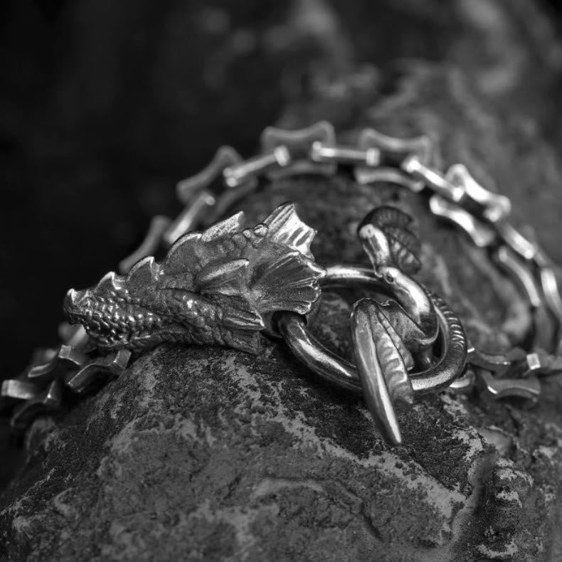 WorldNorse Gothic Style Dragon Bone Chain Dragon Head Bracelet - image 3