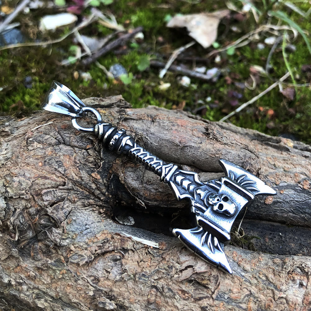 WorldNorse Norse Skull Viking Double Axe Necklace - image 1