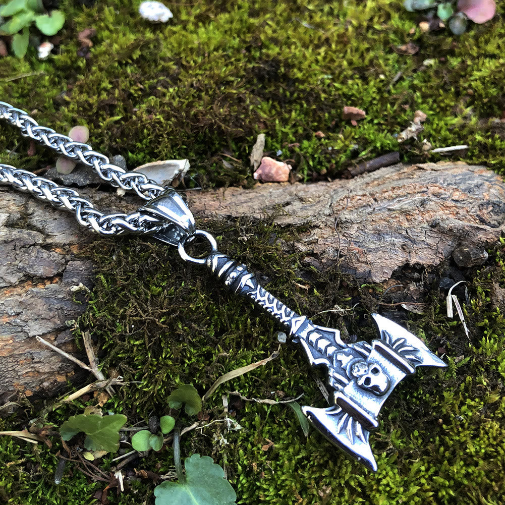 WorldNorse Norse Skull Viking Double Axe Necklace - image 3