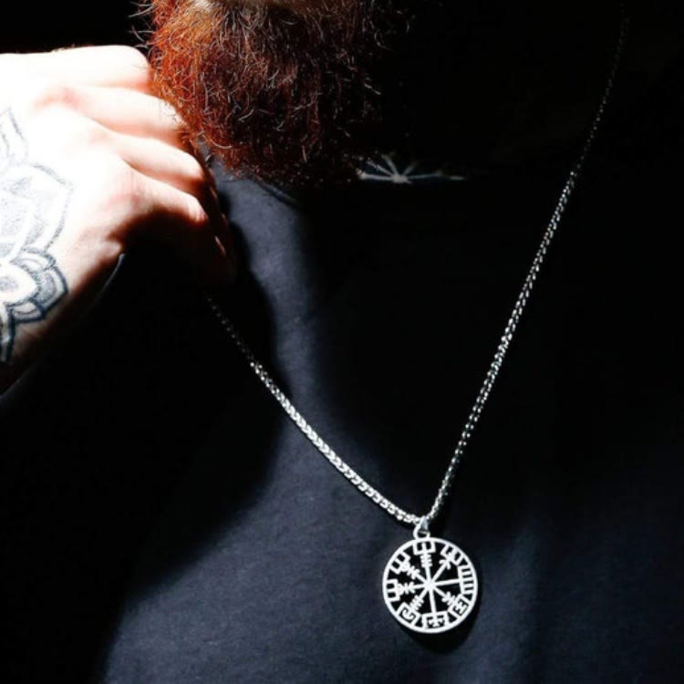 WorldNorse Classic Vegvisir Compass Viking Necklace - image 1