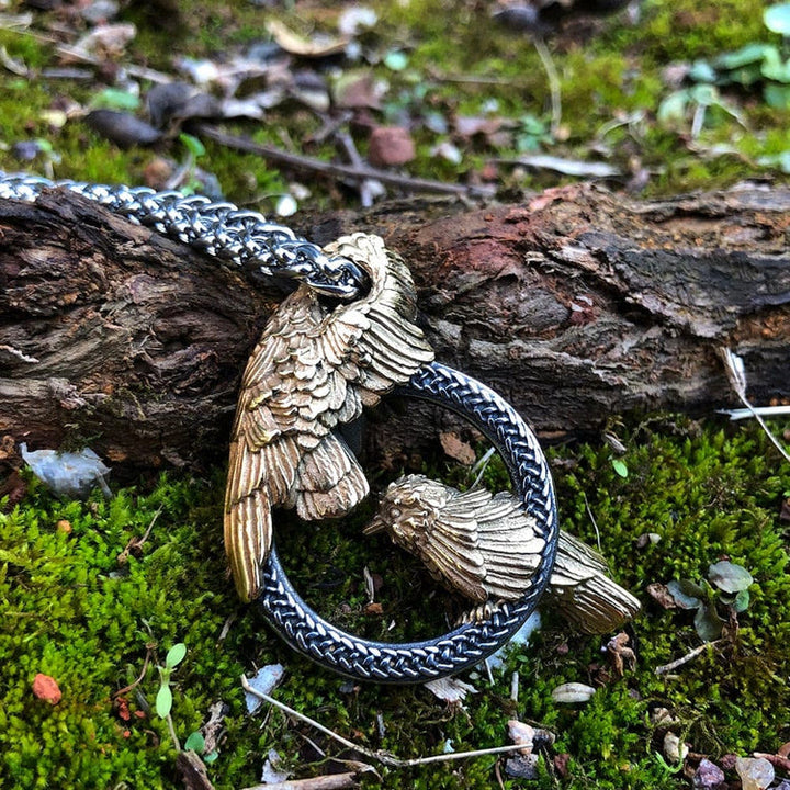 WorldNorse Handmade Odin's Ravens Huginn and Muninn Necklace