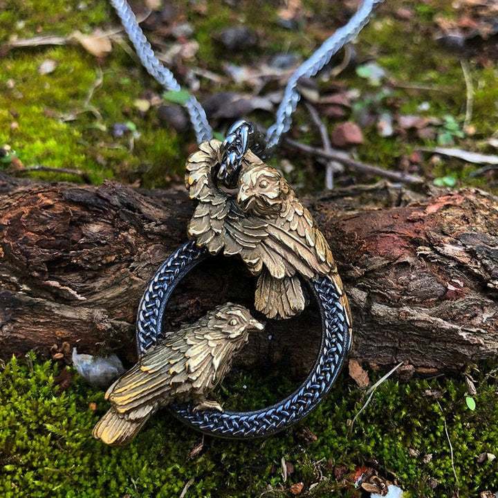 WorldNorse Handmade Odin's Ravens Huginn and Muninn Necklace