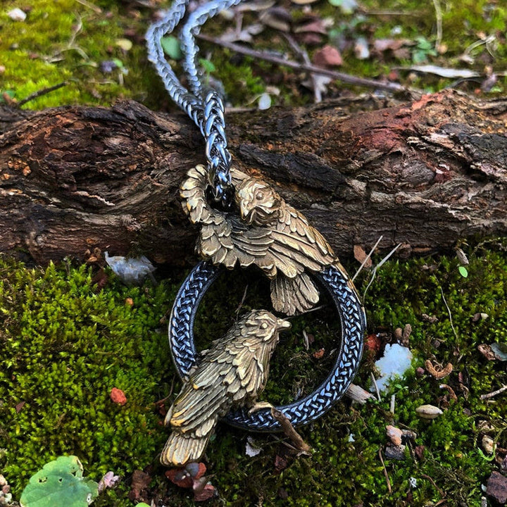 WorldNorse Handmade Odin's Ravens Huginn and Muninn Necklace