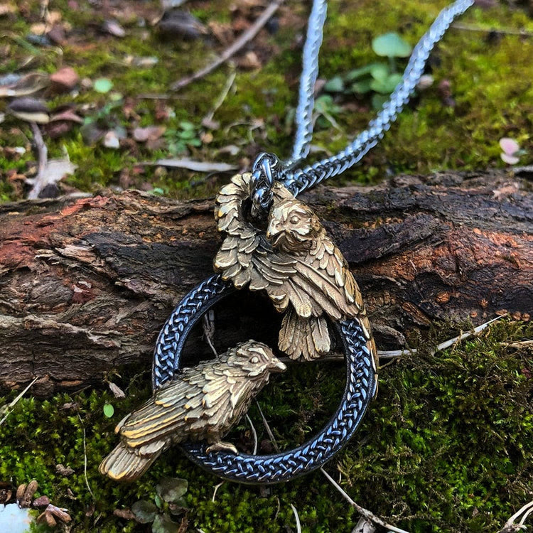 WorldNorse Handmade Odin's Ravens Huginn and Muninn Necklace