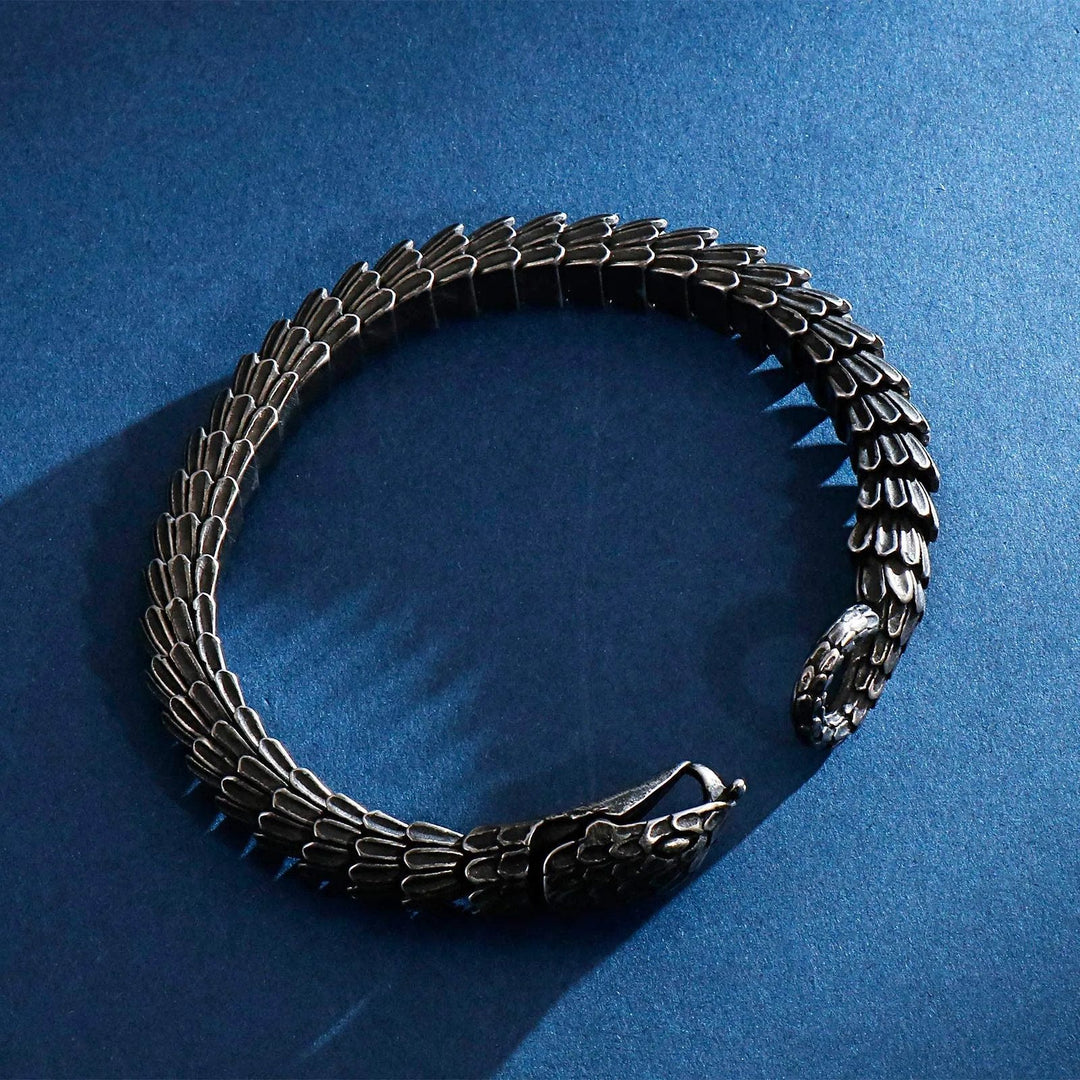 WorldNorse Retro Black Snake Scale Bangle Bracelet - image 7