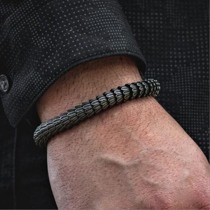WorldNorse Viking Jormungandr Serpent Scale Open Cuff Bracelet - image 3