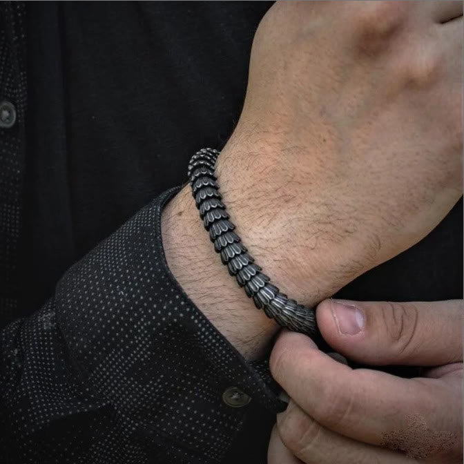 WorldNorse Retro Black Snake Scale Bangle Bracelet - image 1