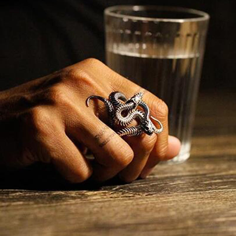 WorldNorse Vintage Snake Shape Winding Adjustable Ring - image 3