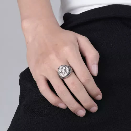 WorldNorse Nordic Gothic Celtic Knot Cross Ring