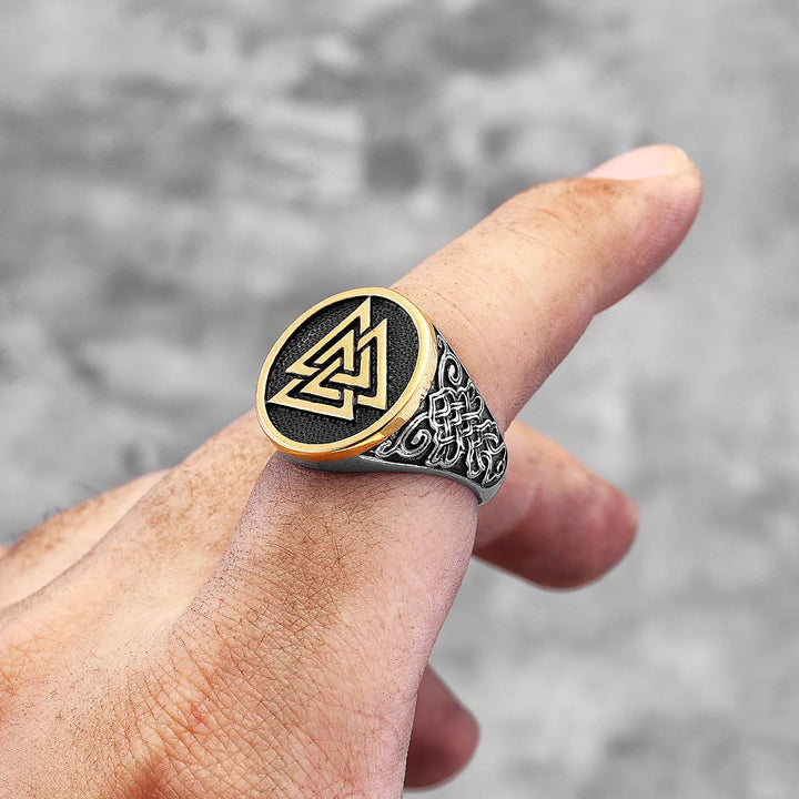 WorldNorse Celtic Knot And Valknut Viking Ring