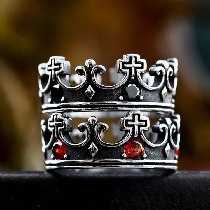 WorldNorse Gothic Crown Pattern Cross Abstract Ring - image 4