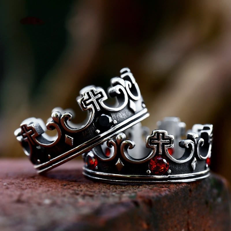 WorldNorse Gothic Crown Pattern Cross Abstract Ring - image 0