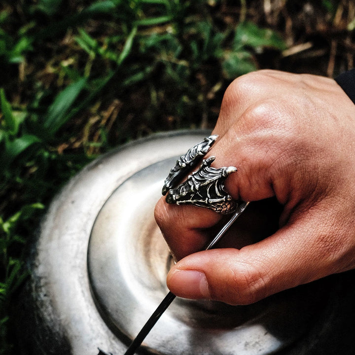 WorldNorse Retro Dragon Carved Dragon Scale Ring - Adjustable - image 0