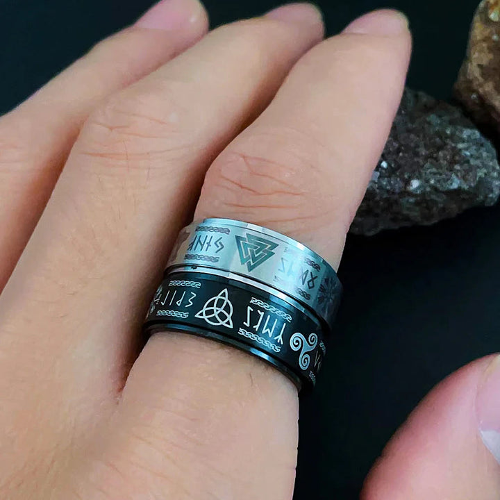 WorldNorse Rune Vegvisir Mjolnir Spinner Ring - image 5