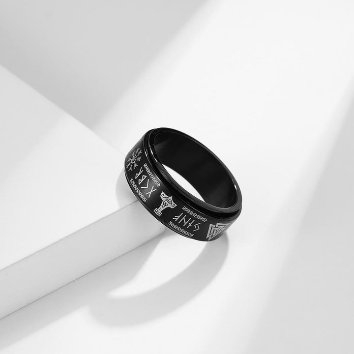 WorldNorse Rune Vegvisir Mjolnir Spinner Ring - image 7