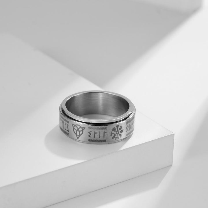 WorldNorse Rune Vegvisir Mjolnir Spinner Ring - image 3