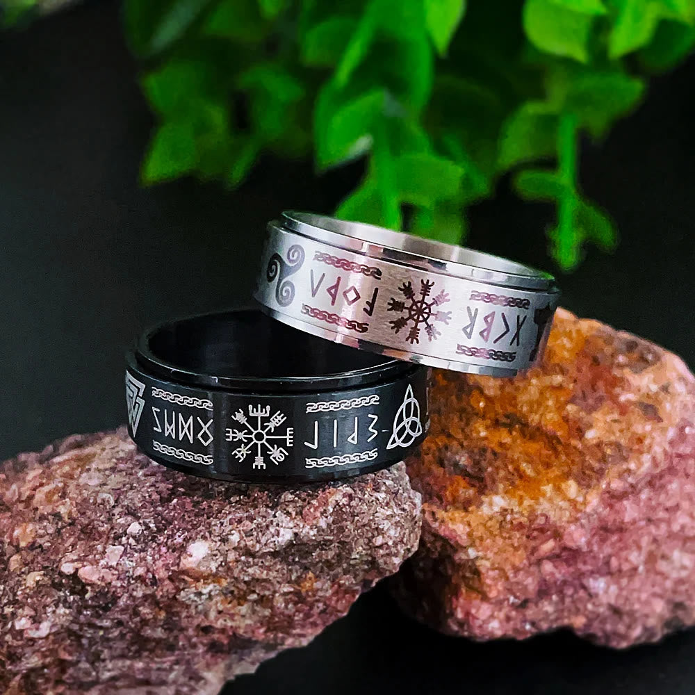 WorldNorse Rune Vegvisir Mjolnir Spinner Ring - image 10