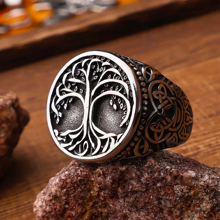 WorldNorse Tree of Life With Viking Bear Claw Ring