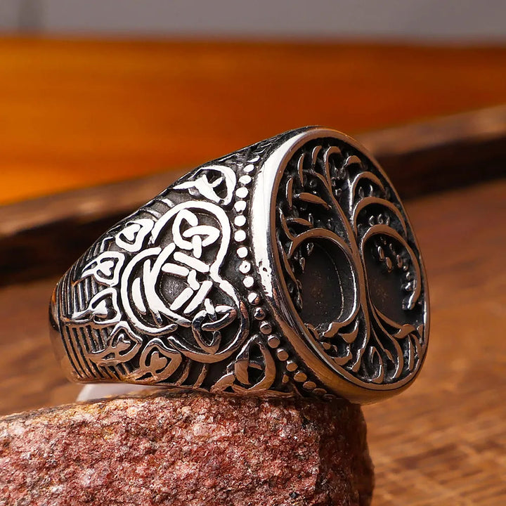 WorldNorse Tree of Life With Viking Bear Claw Ring