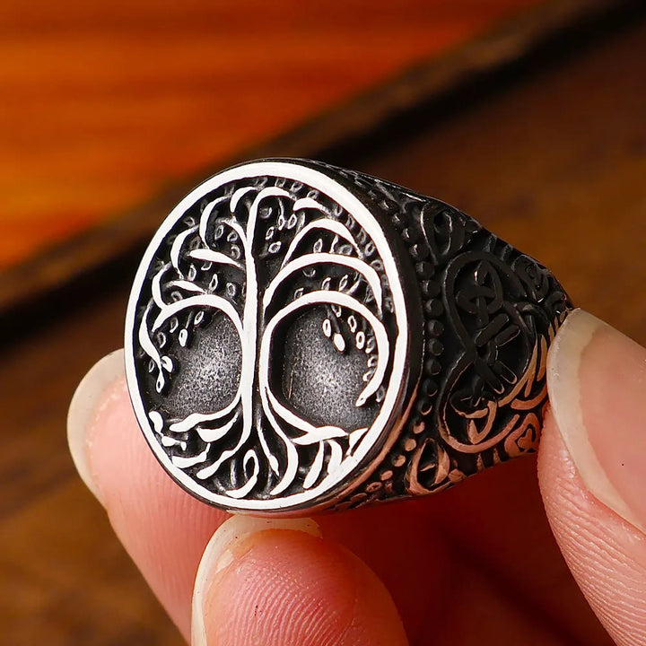 WorldNorse Tree of Life With Viking Bear Claw Ring