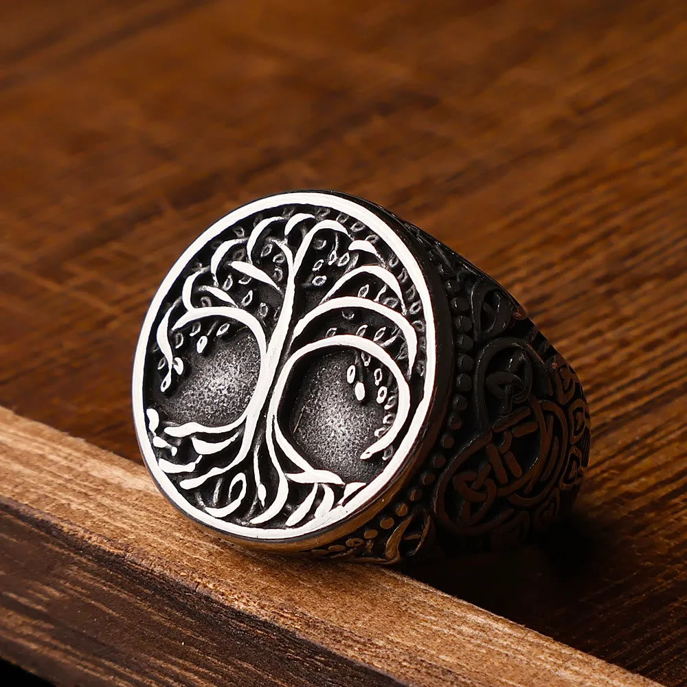 WorldNorse Tree of Life With Viking Bear Claw Ring