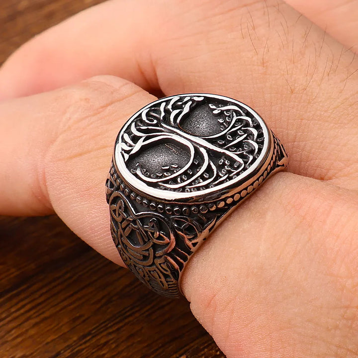 WorldNorse Tree of Life With Viking Bear Claw Ring