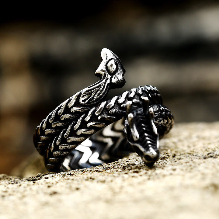 WorldNorse Coiled Jormungandr Dragon Adjustable Ring