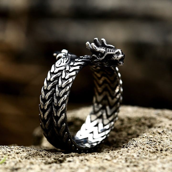 WorldNorse Coiled Jormungandr Dragon Adjustable Ring