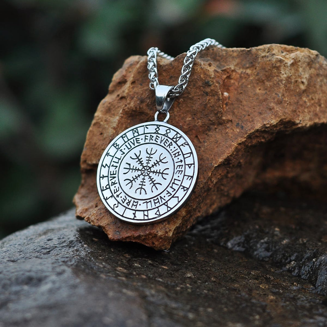 WorldNorse Viking Rune Triple Horn of Odin Dragon Necklace - image 1