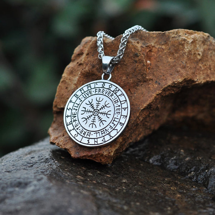 WorldNorse Viking Rune Triple Horn of Odin Dragon Necklace - image 1