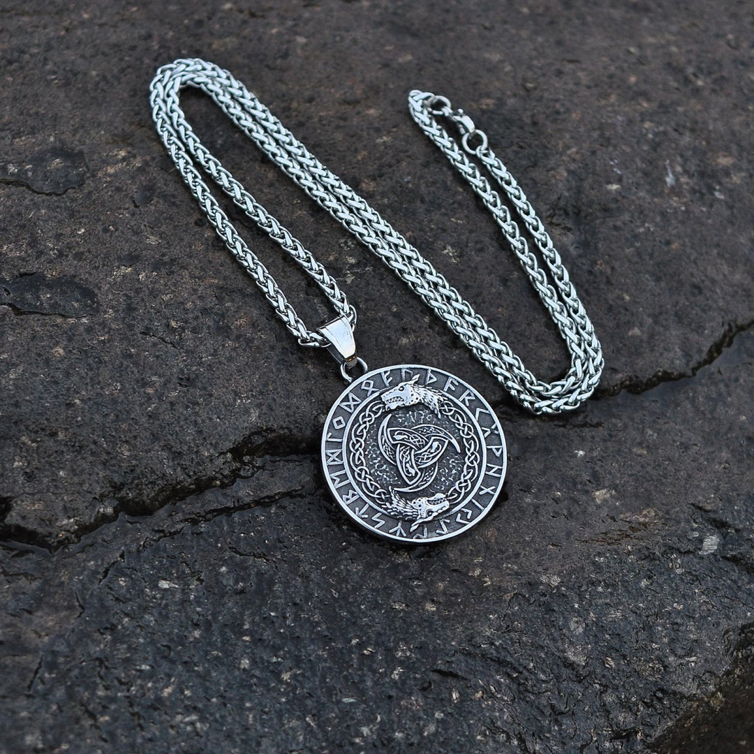 WorldNorse Viking Rune Triple Horn of Odin Dragon Necklace - image 6