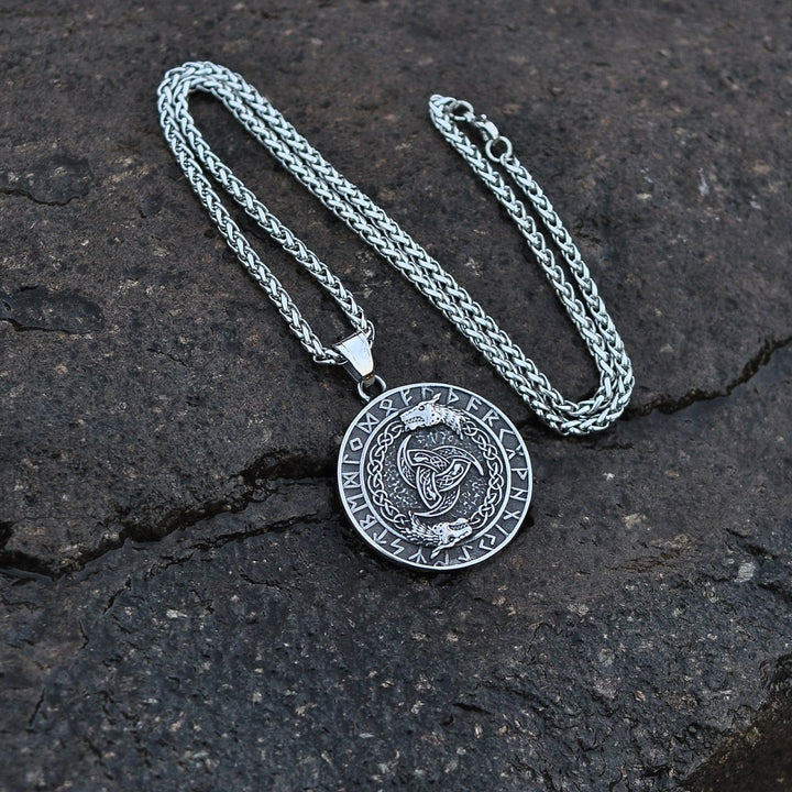 WorldNorse Viking Rune Triple Horn of Odin Dragon Necklace - image 6