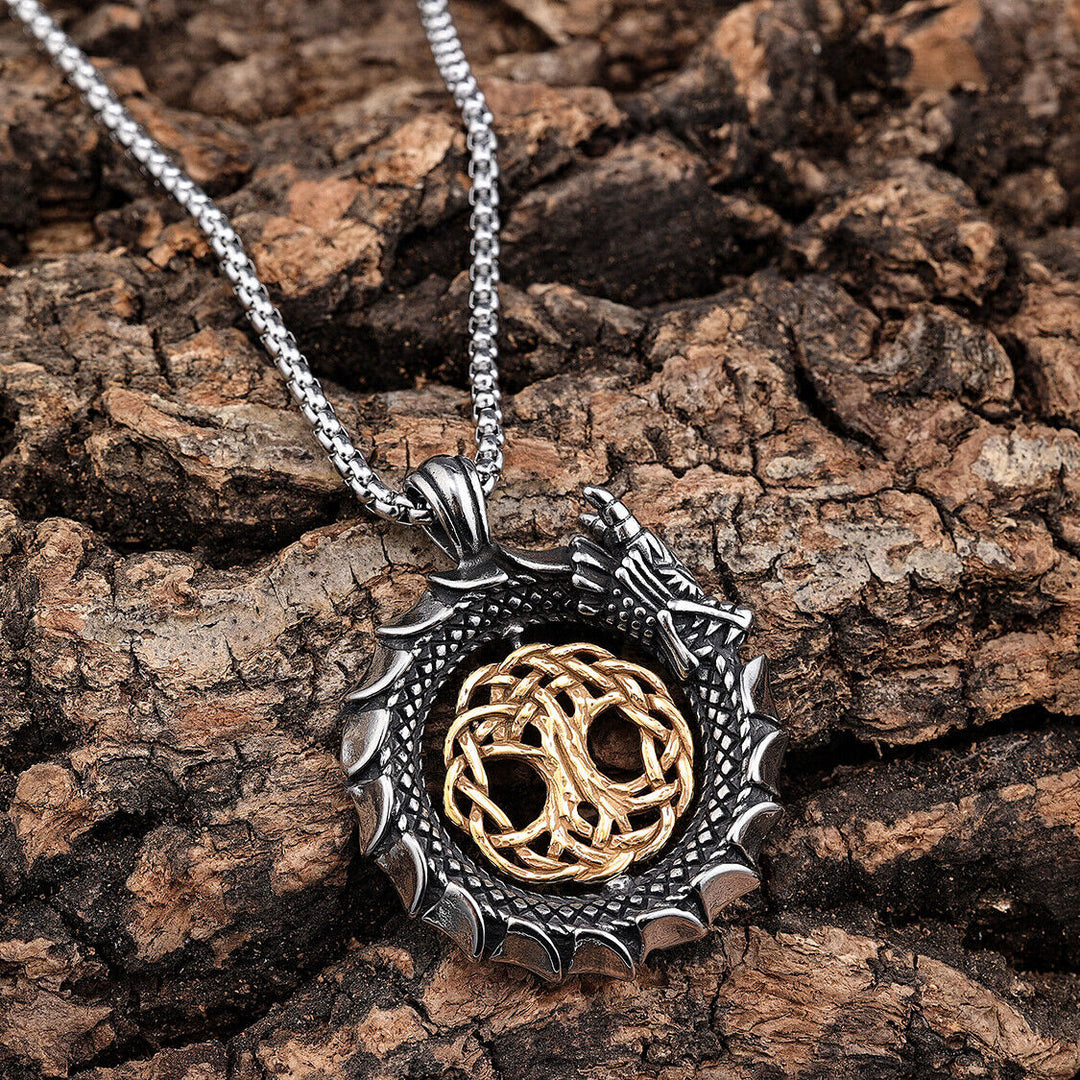 WorldNorse Jormungandr Around Tree Of Life Necklace - Necklace - image 0