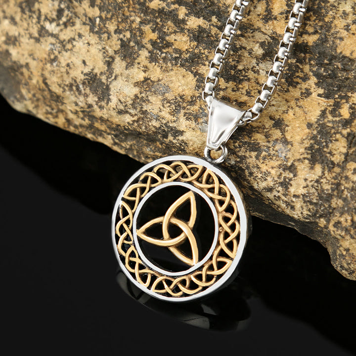 WorldNorse Nordic Triquetra Celtic Trinity Knot Necklace - Silver & Gold - image 4