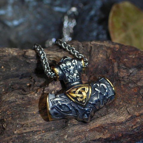 WorldNorse Thor's Hammer Mjolnir Triquetra Anchor Necklace - image 2