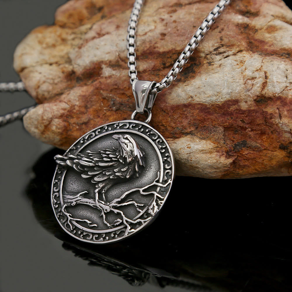 WorldNorse Vintage Embossed Raven Odin Necklace - image 5