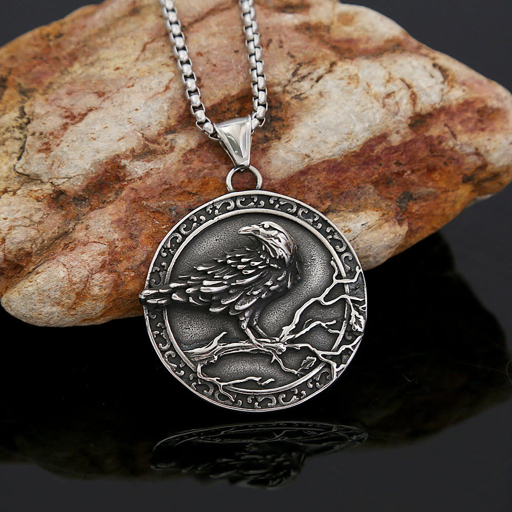 WorldNorse Vintage Embossed Raven Odin Necklace - image 4