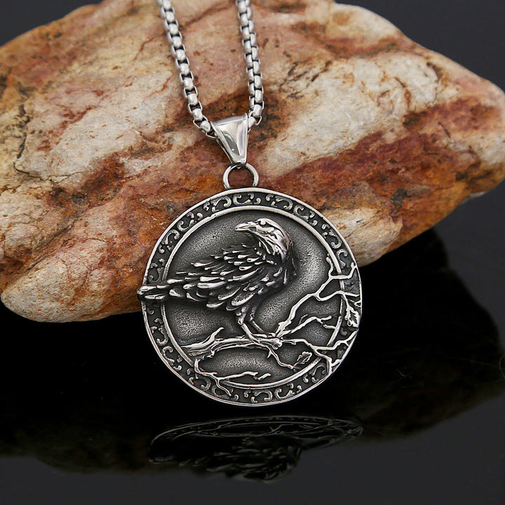 WorldNorse Vintage Embossed Raven Odin Necklace - image 4