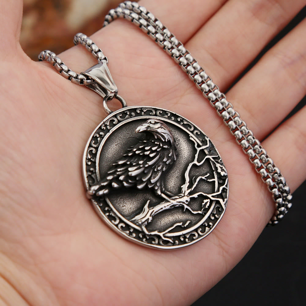 WorldNorse Vintage Embossed Raven Odin Necklace - image 6