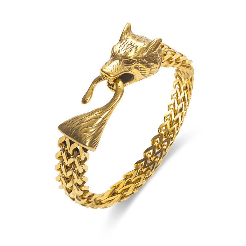 WorldNorse Norse Viking Amulet Odin's Wolf Bracelet - Gold - 23cm - image 9