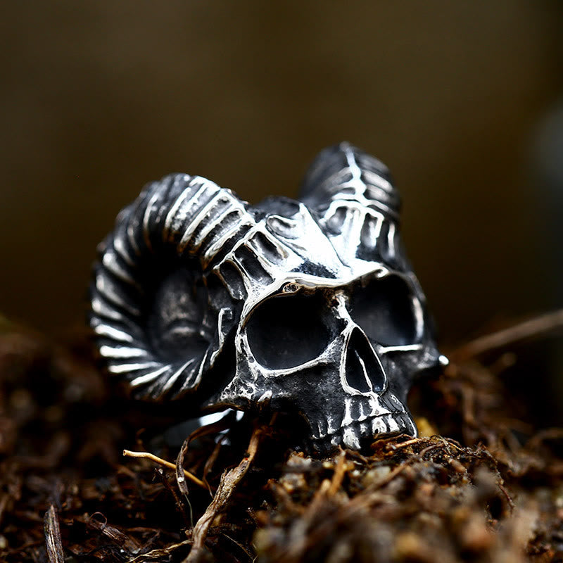 WorldNorse Punk Animal Goat Skull Occult Satan Ring - image 2