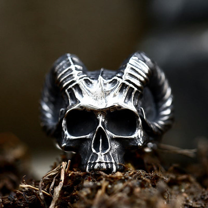 WorldNorse Punk Animal Goat Skull Occult Satan Ring - US 13 - image 0