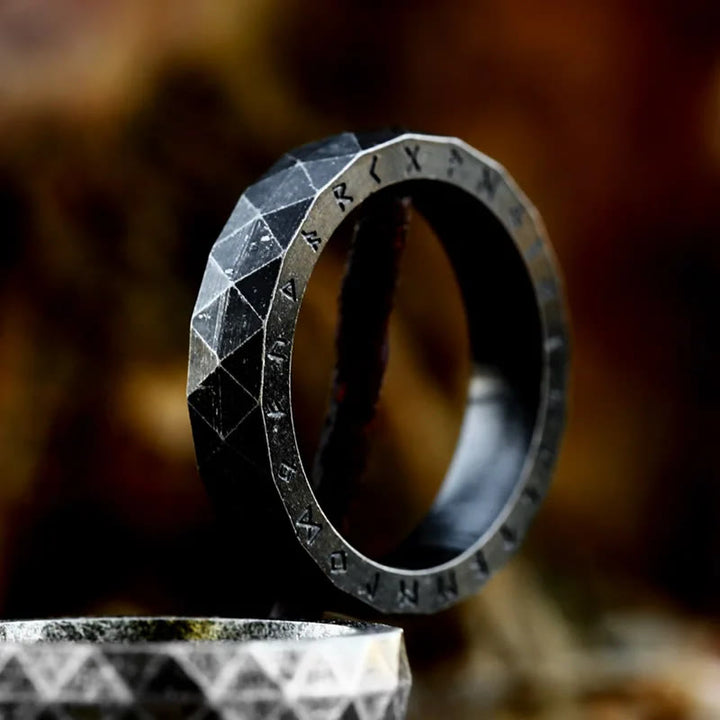 WorldNorse Viking Rune Vintage Diamond Shape Ring - Retro Black - US 13 - image 2
