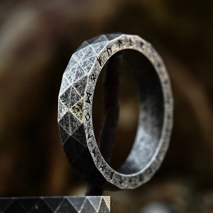WorldNorse Viking Rune Vintage Diamond Shape Ring - Retro Silver - US 13 - image 1